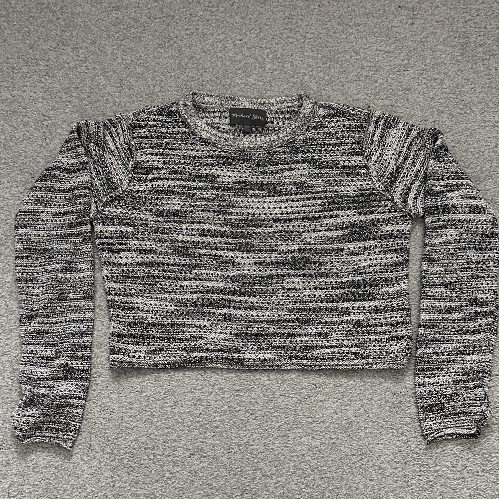 Michael Stars Crop Loose Knit Monochrome Sweater